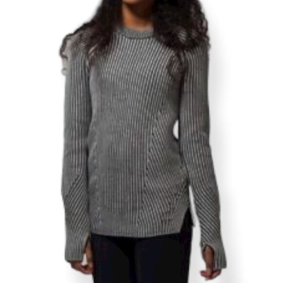 Lululemon Ivivaa Black & White Ribbed Long Sleeve Pullover Youth SZ 14 - Picture 3 of 11